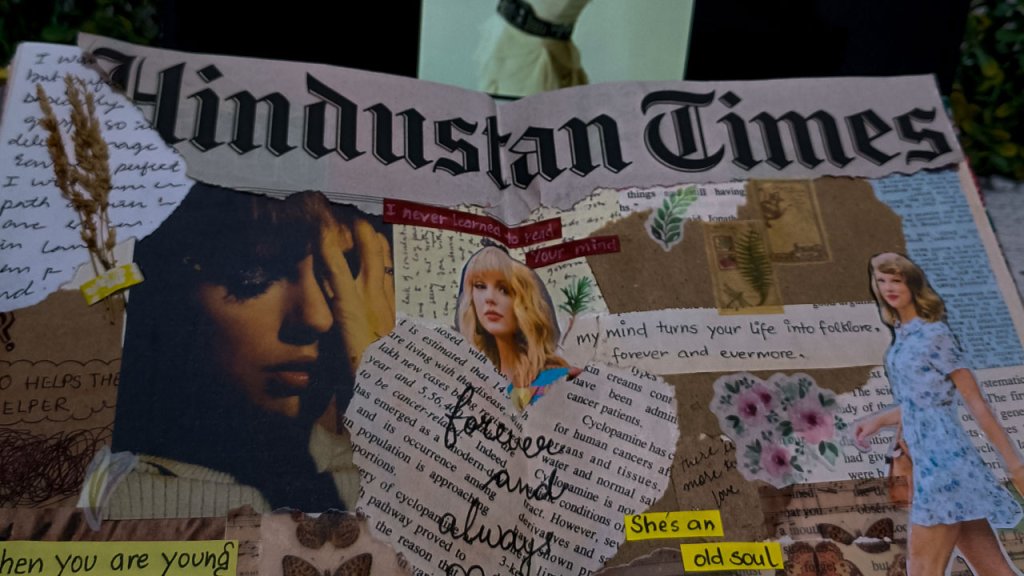 Foto de un collage con imágenes de Taylor Swift.
